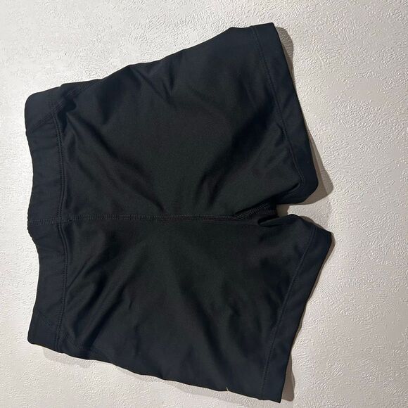 Nike Pro Compression Shorts Women’s Small Black Yellow Logo Workout Gym - Picture 2 of 5